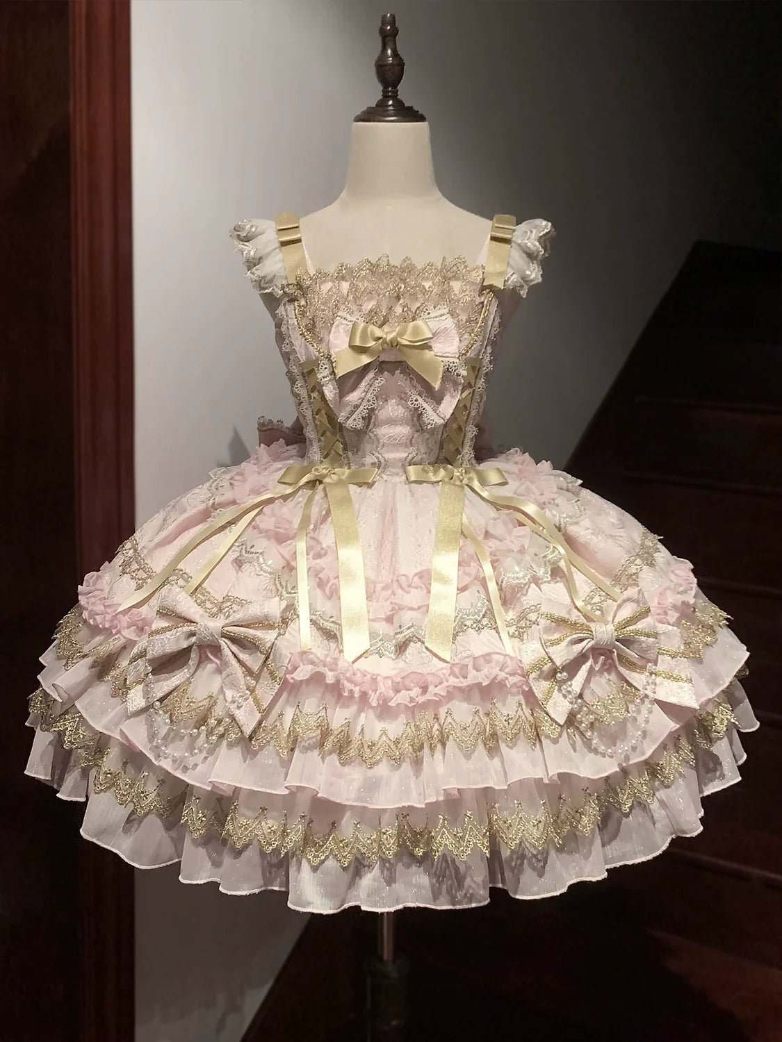 Hanguliang - Gilded Memories - Princess Lolita Jumper Dress, Tiered Ruffles