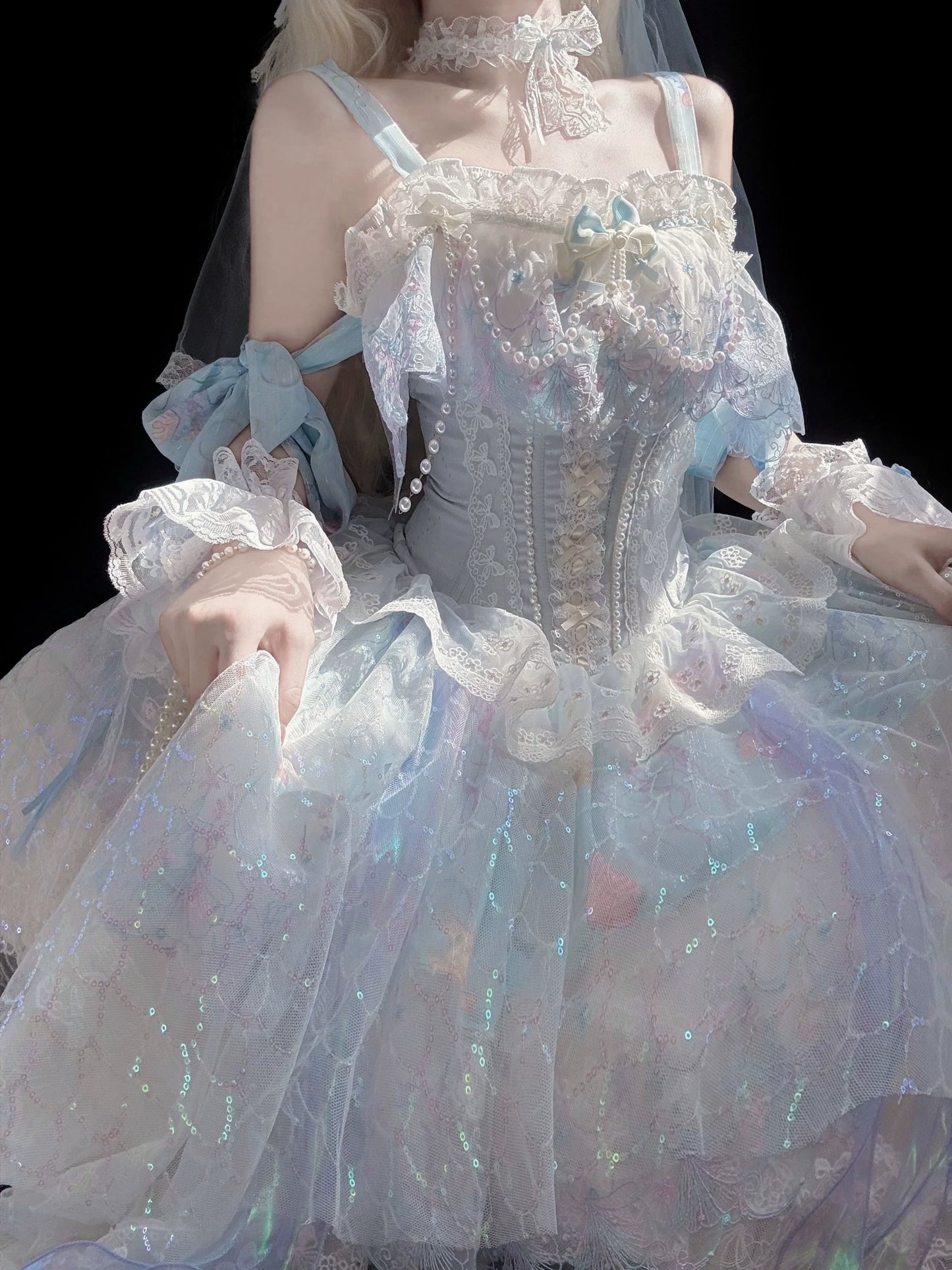 Qianmu - MermaidTears - Wedding Lolita JSK Dress, Ocean Theme