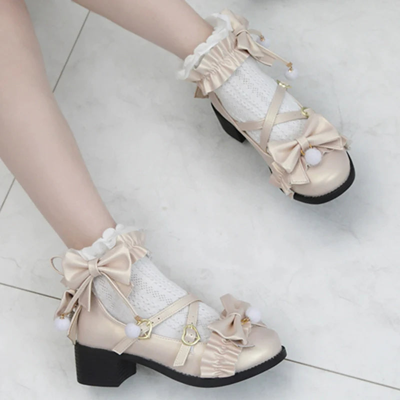 Fairy Godmothe - Preppy Style Flat Shoes Mid Heel Round Toe Lolita Shoes