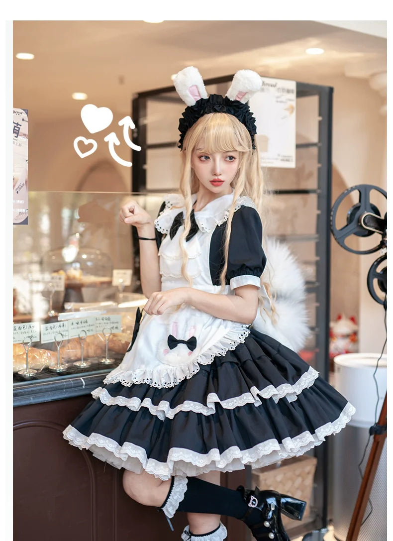 OCELOT - Leopard Bunny - Classic Maid Lolita OP with Apron and KC
