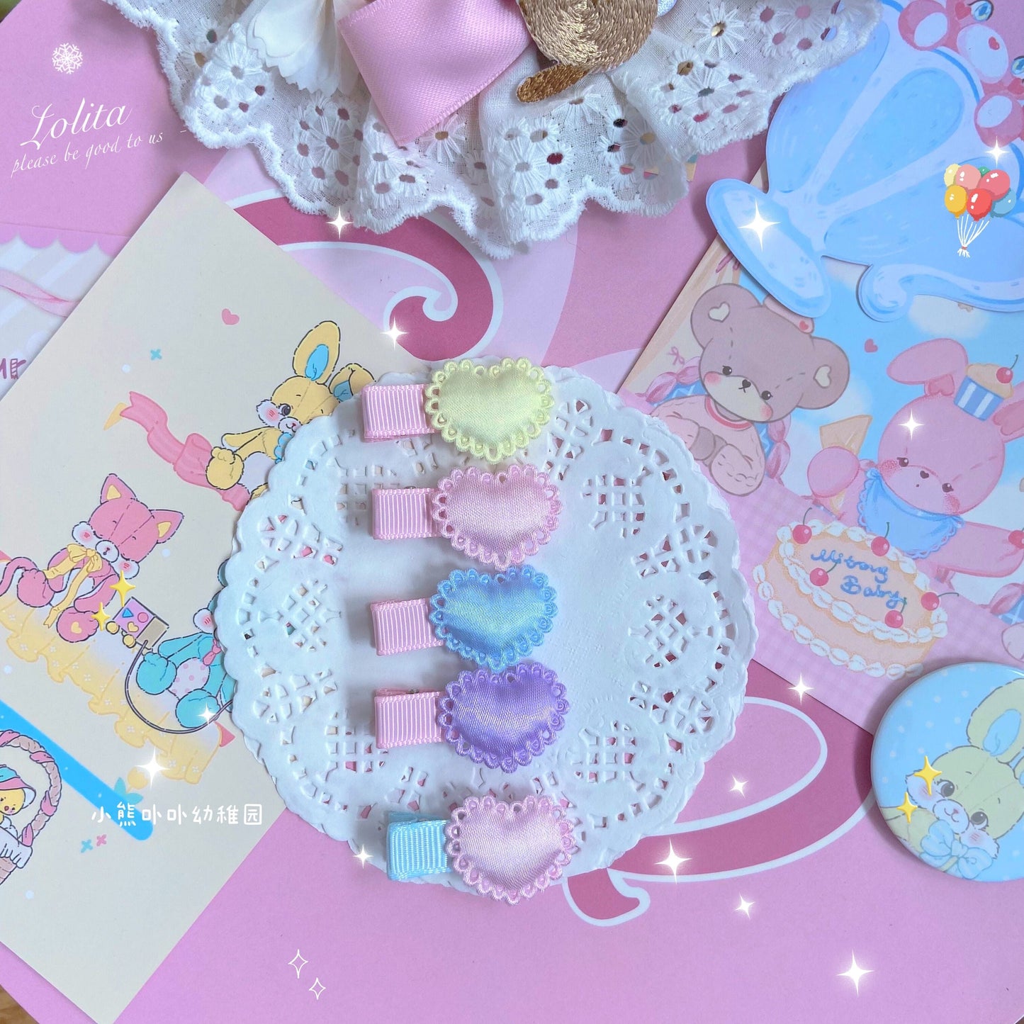 Bear Doll - Original Homemade Bared Sweet Lolita Hair Clips