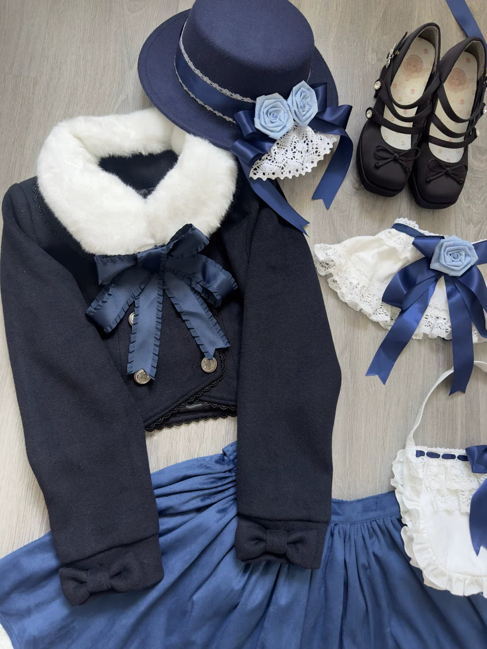 LeMiroir - Winter Solstice - Elegant Lolita Hat, Detachable Collar, Handbag