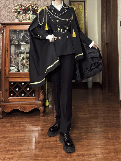 Gazing Galactic - Dawnbreak - Ouji Lolita Pants Suit with Military Coat and Cape