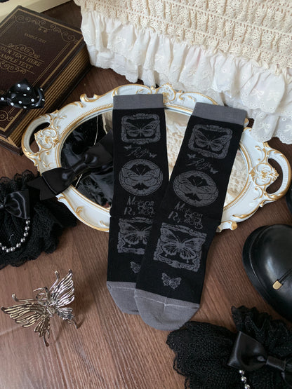 Roji Roji - Sweet Lolita Cotton Socks, Detachable Cuff Bow Trim