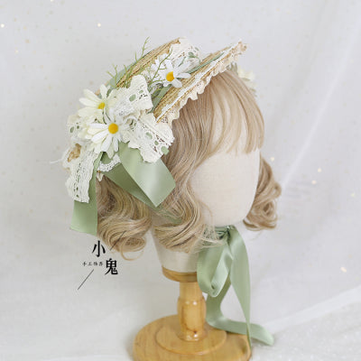 Xiaogui - Flower Lolita Tea Party Straw Hat