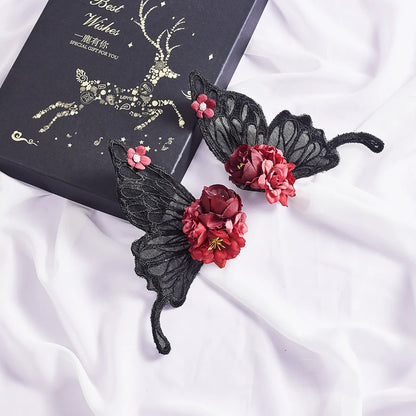 Tang Tang Craft - Gothic Lolita Black Lace Wing Hairclips