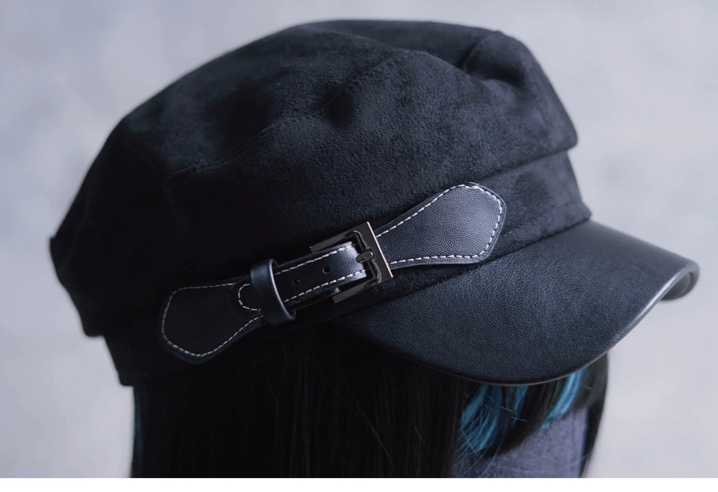Strange Sugar - Gothic Lolita Hat Leather Buckle Lolita Newsboy Hat