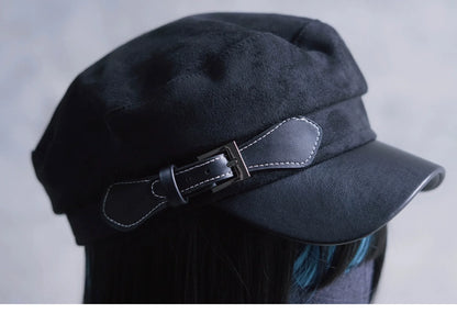 Strange Sugar - Gothic Lolita Hat Leather Buckle Lolita Newsboy Hat