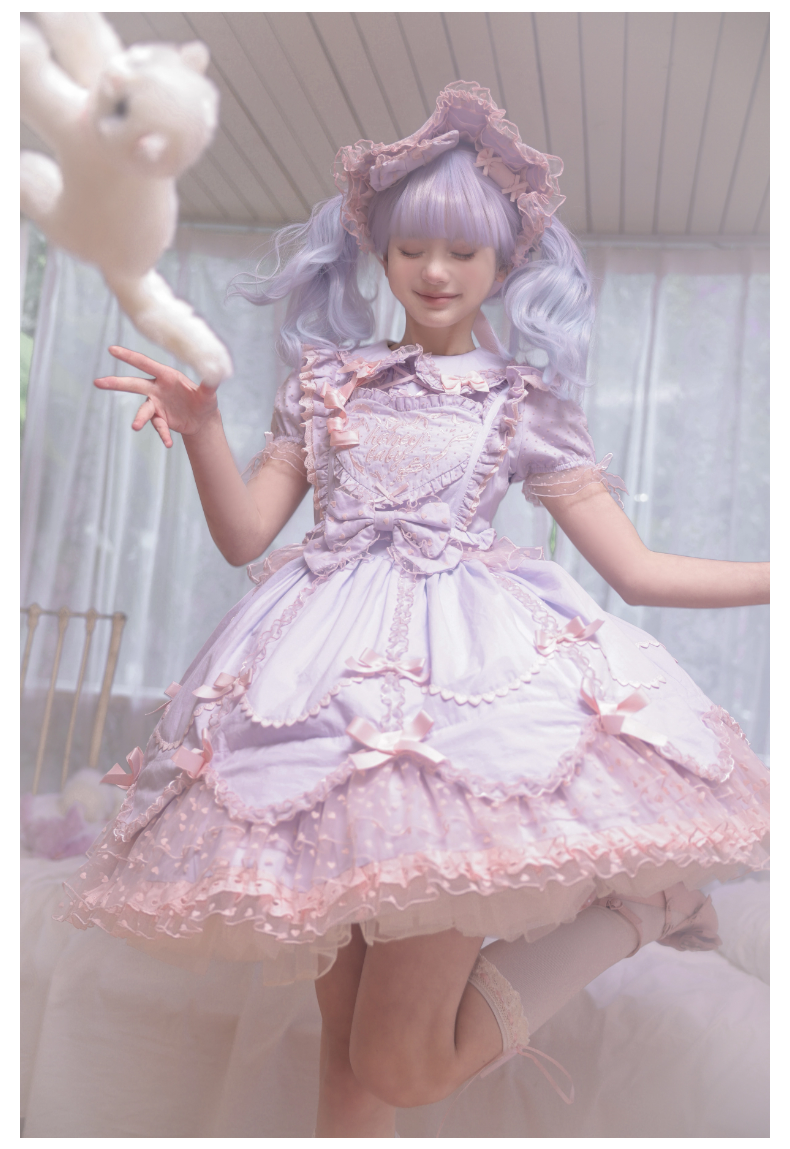 The Seventh Doll - Sweet Diary SP - Vintage Lolita Jumper Dress Petal-like Hem JSK Headdress Set