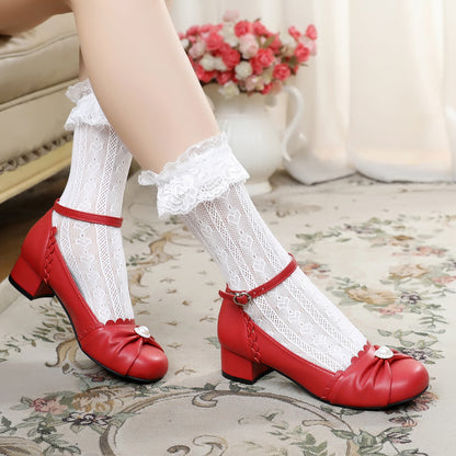 Sosic - Shell Dew - Sweet Lolita Bow Round Toe Shoes