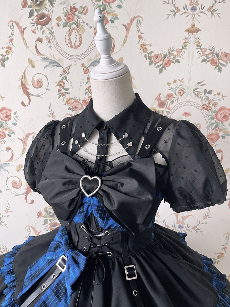 Alice Girl - Gothic Lolita Blouse Short Sleeve Black Shirt
