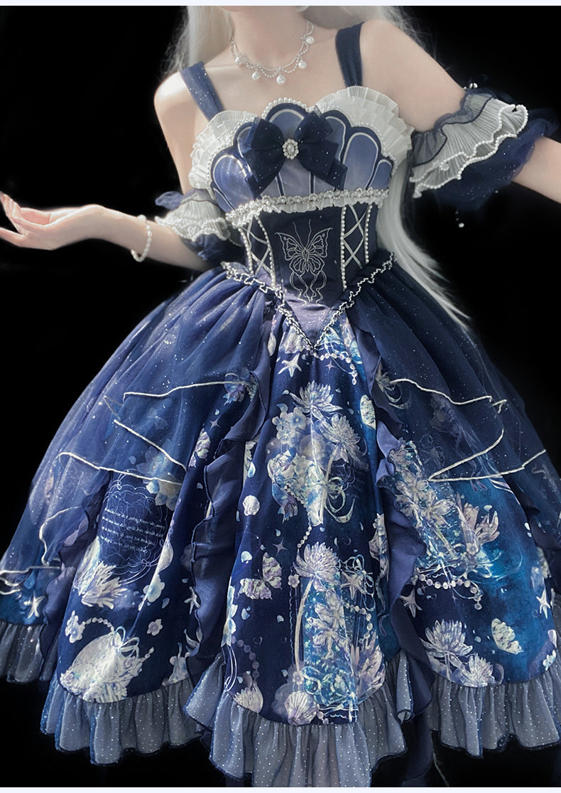 YingLuoFu - Original Elegant Lolita Blue Lolita JSK