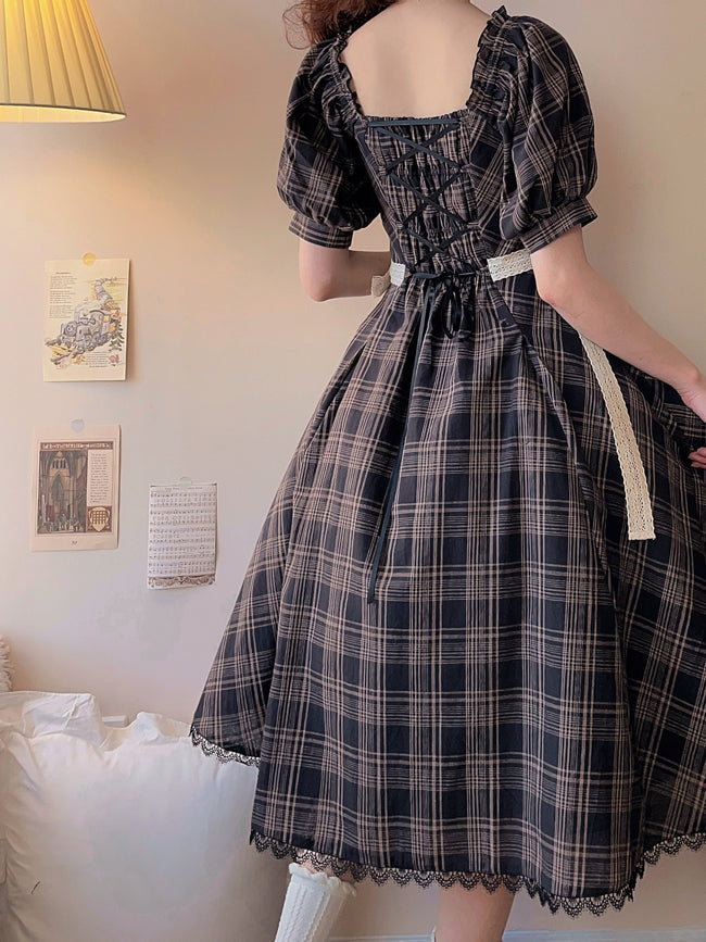 Forest Song - Josephine Academy - Elegant Lolita Black Plaid OP