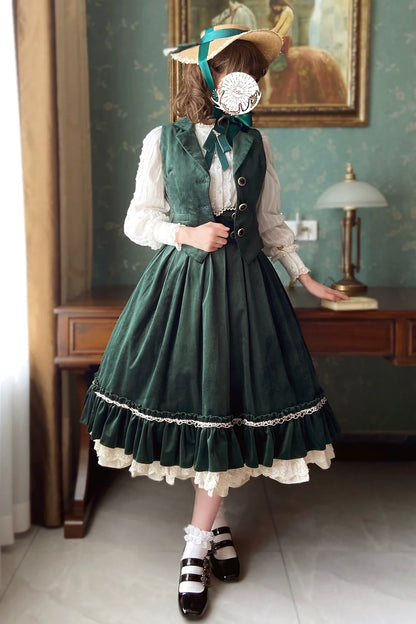 Miss Point - Rose Doll - Retro Lolita Vest Velvet Lolita Waistcoat