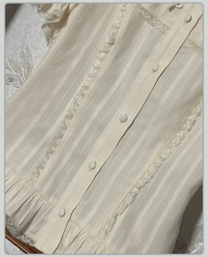 Alice Girl - Sea Salt Fairytale - Sweet Lolita Blouse Short Puff Sleeves Lolita Shirt