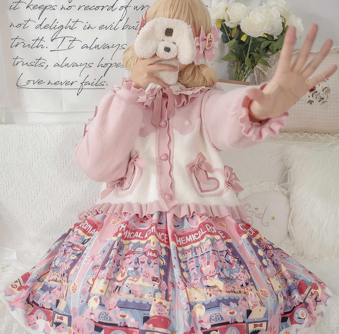 MIST - Beating Heart - Sweet Lolita Thick Sweater Coat Puff Sleeve