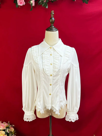 DMFS Lolita - Night Banquet - Pointed Collar Classic Lolita Shirt, Long Sleeve