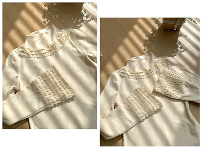 With PUJI - Snowfall - Winter Lolita Sweater Long Sleeve Knitted Innerwear