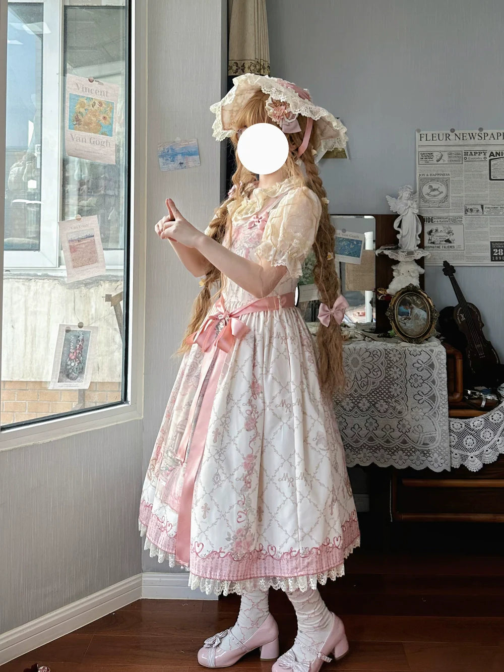 Moon River - Swan Lake Mirror - Pink Sweet Lolita Print JSK Dress