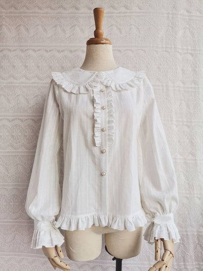 Yilia - Cotton Lolita Blouse, Autumn and Winter Japanese Style