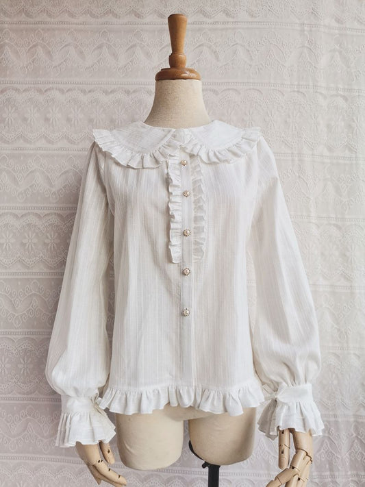 Yilia - Cotton Lolita Blouse, Autumn and Winter Japanese Style