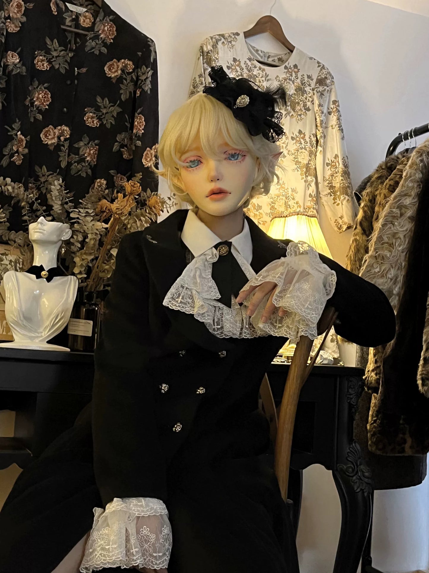 Nightingale Girl - Downfall Dawn - Gothic Lolita Black Double-Breasted Coat