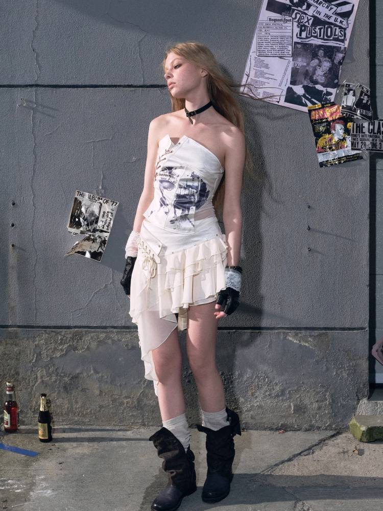 Punk style tube top【s0000009487】