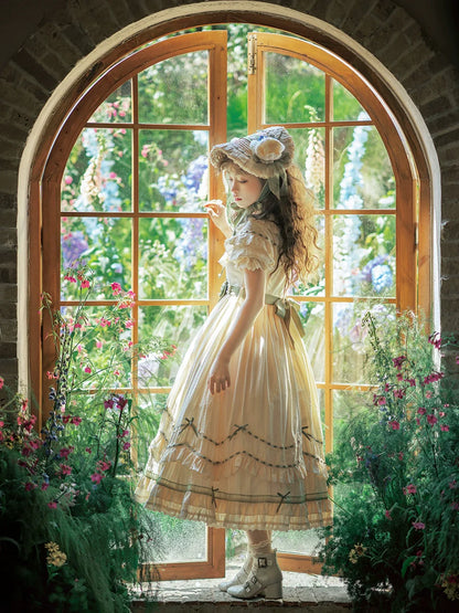 Lemon Cantata - Lily of the Valley - Country Lolita OP Dress, Tiered Ruffles