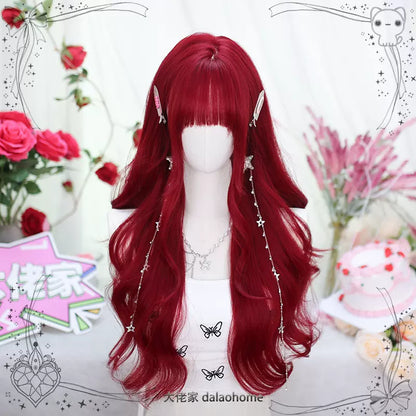 Dalao Home - Burning - Wine-red Long Curly Lolita Wig