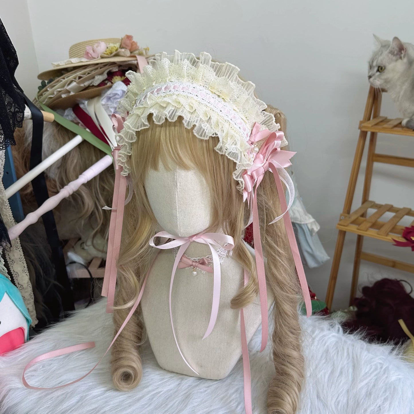 Chestnut Lolita - Sweet Lolita Headdress, Bow and Lace Decoration