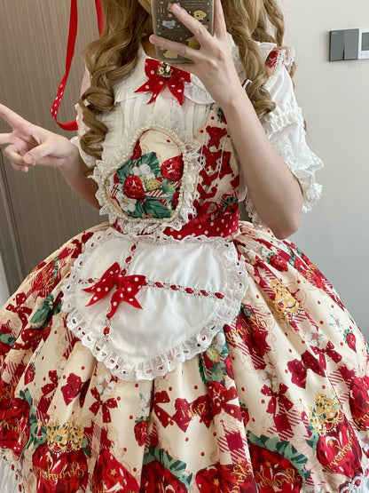 Suiyi - Crown Strawberry - Sweet Lolita Salopette Dress Suit, Single Strap