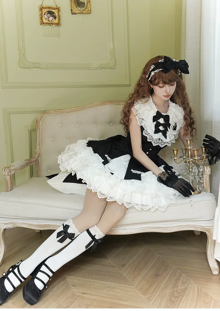 Alice Girl - Arrogant Miss - Sweet Lolita Jumper Dress with Tiered Lace Dress