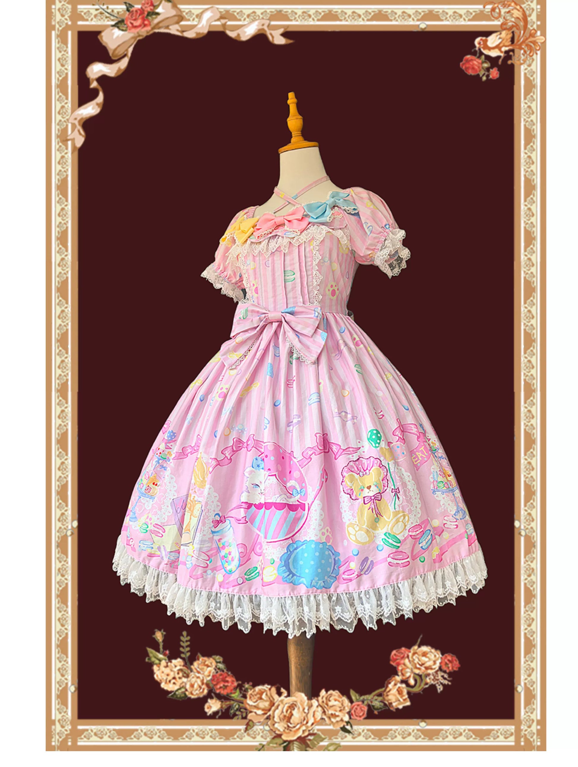 Infanta - Macaron Dolly House - Sweet Lolita OP Printed Dress, Side Zipper