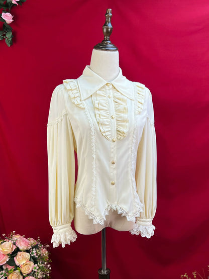 DMFS Lolita - Night Banquet - Pointed Collar Classic Lolita Shirt, Long Sleeve