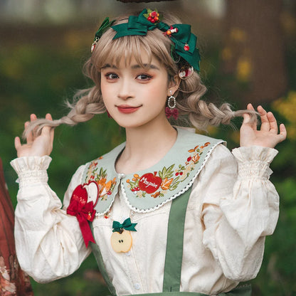 Miss Point - Chubby Fox in the Forest - Kawaii Lolita Accessories Knitted Fox Scarf Embroidered Faux Collar