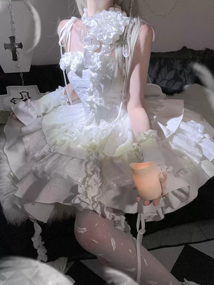 Silent Manor - White Gothic Lolita Fishbone JSK Dress