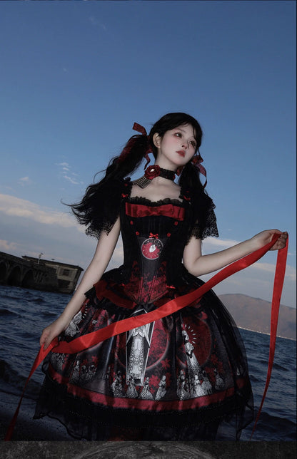 Caged Bird Hotel - Eclipsed Moon Gallery - Plus Size Halloween Gothic Lolita Skirt & Bodice Set