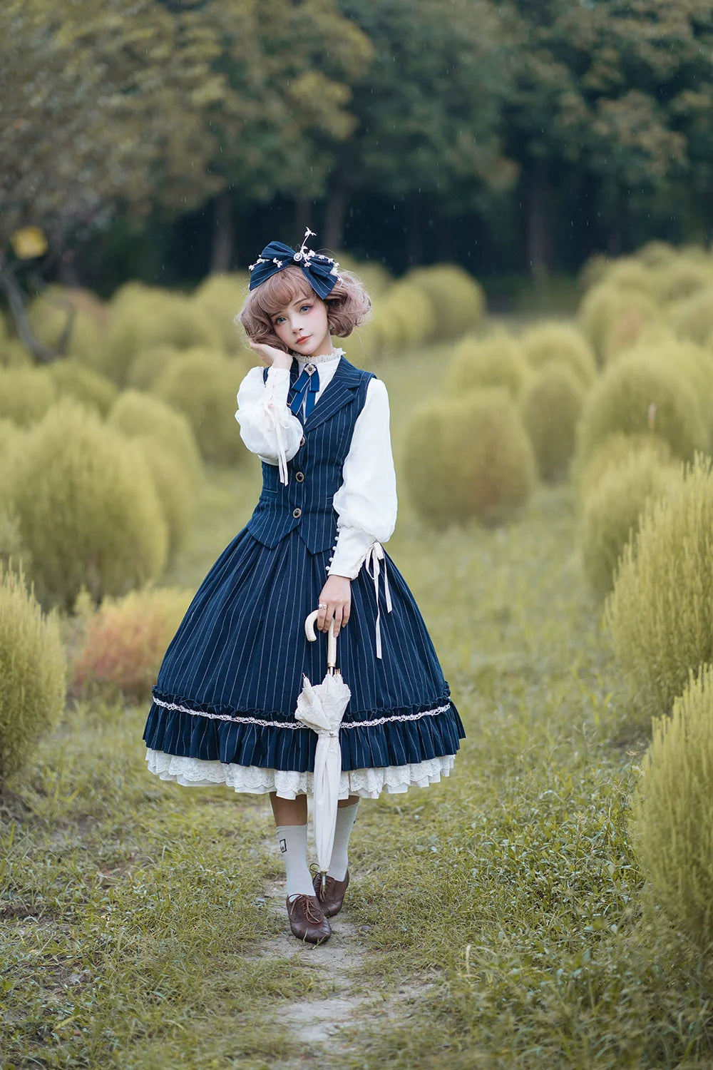 Miss Point - Rose Doll - Elegant Lolita Striped Fishbone Skirt