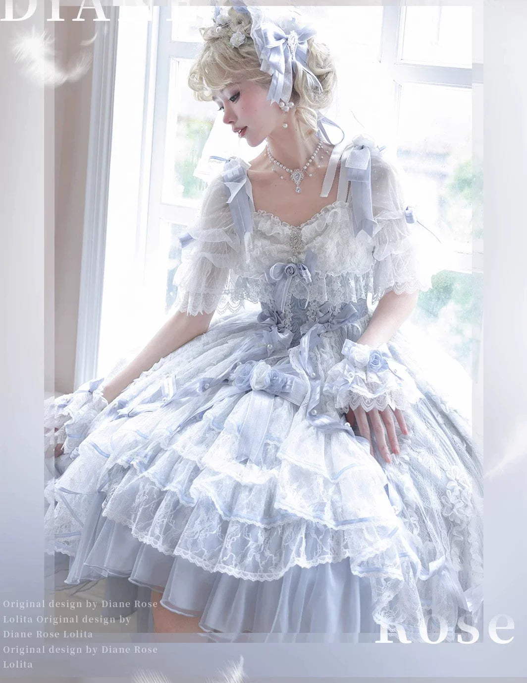 MieYe - Diana Rose - Bridal Lolita Dress Short Wedding OP with Accessories