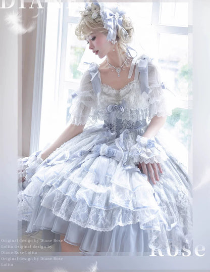 MieYe - Diana Rose - Bridal Lolita Dress Short Wedding OP with Accessories