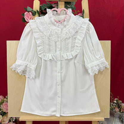 DMFS Lolita - Summer End - Lace Stand-Up Collar Classic Lolita Blouse