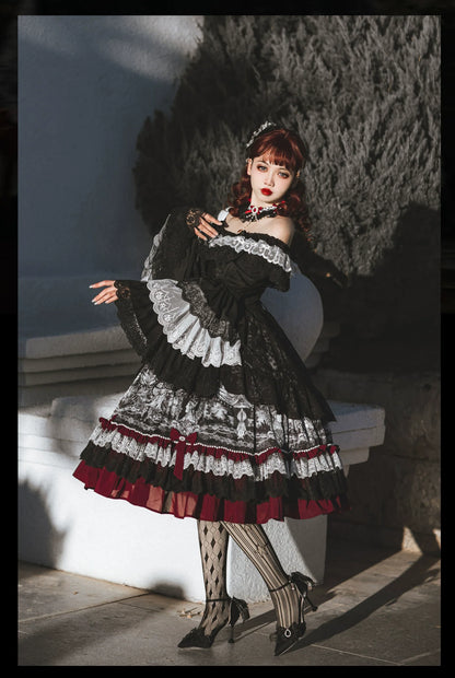 Alice in Wonderland - Undead Rider - Gothic Lolita OP Dress Winter Princess Sleeve Dress