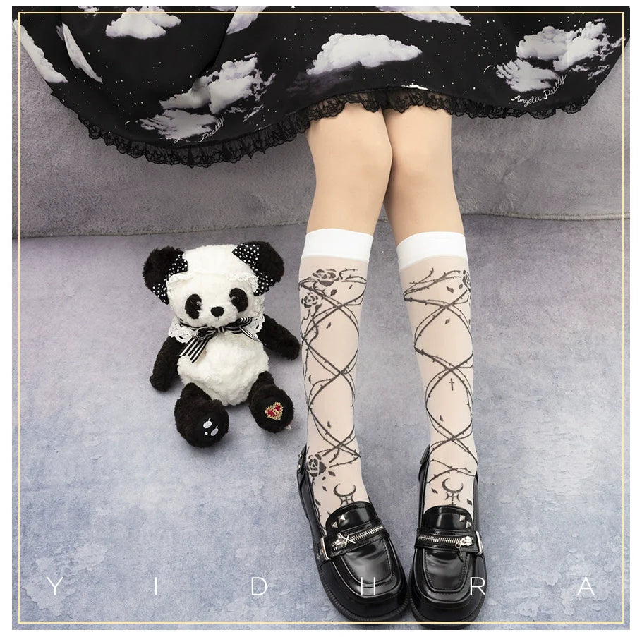 Glass Yarn Gothic Lolita Tights for Tropical Elegance