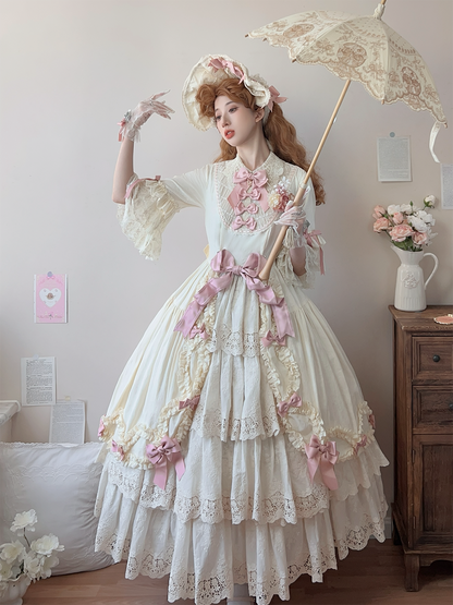 Miss Point - Lilyka Garden - Classic Lolita OP Dress Set Elegant Floral Wall Princess Sleeve