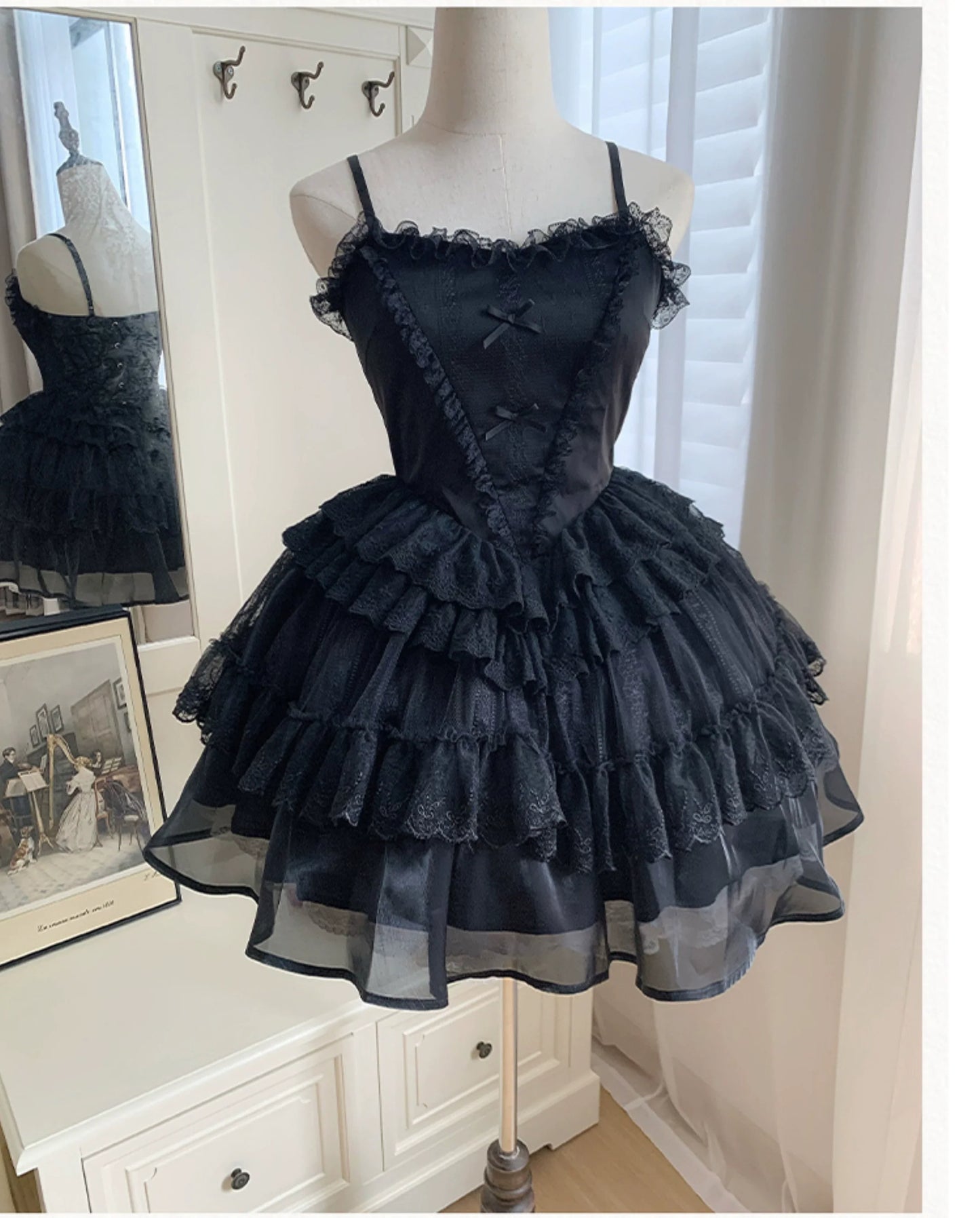 With PUJI - Ivory Tower Enhance - Elegant Lolita JSK Dress Tiered Drawstring OP