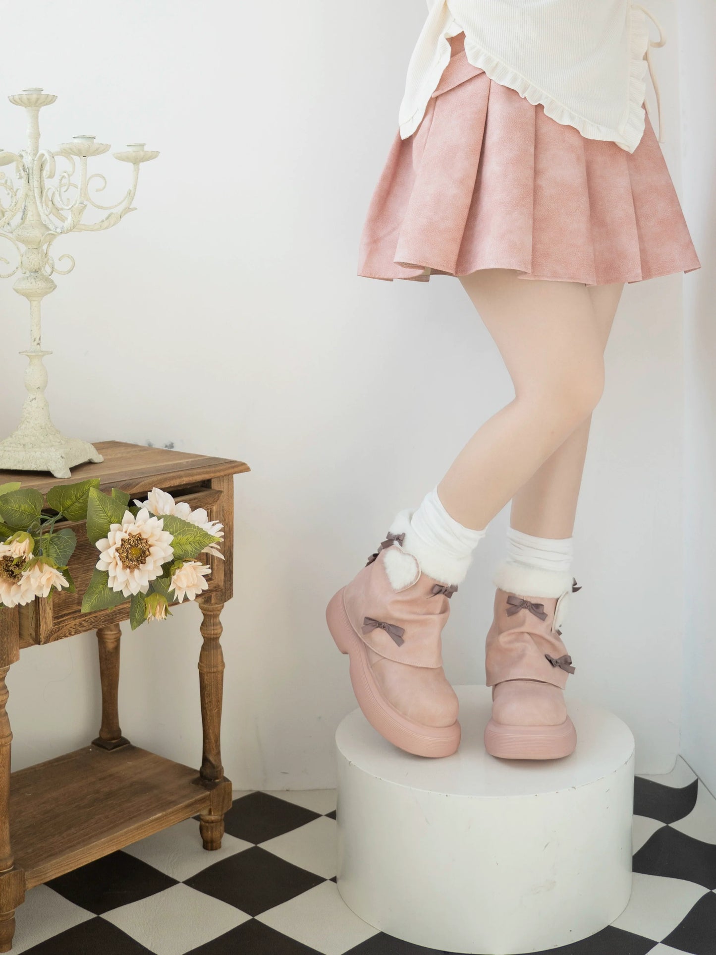 Dolly Doll - Ponyo - Winter Casual Lolita Boots Bow Thick Sole Shoes