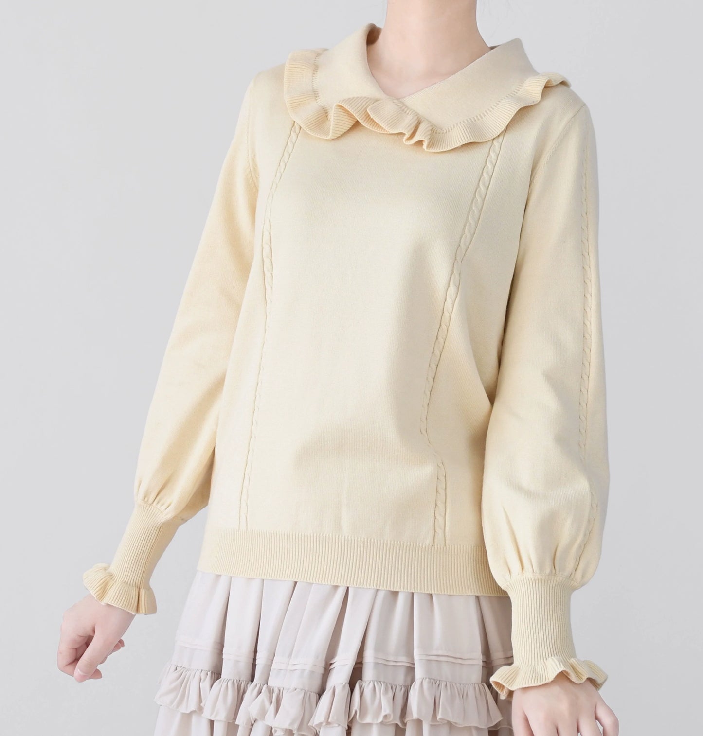 MIST - Japanese Style Lolita Sweater Puff Sleeves Knit Undershirt