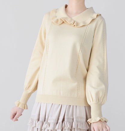 MIST - Japanese Style Lolita Sweater Puff Sleeves Knit Undershirt
