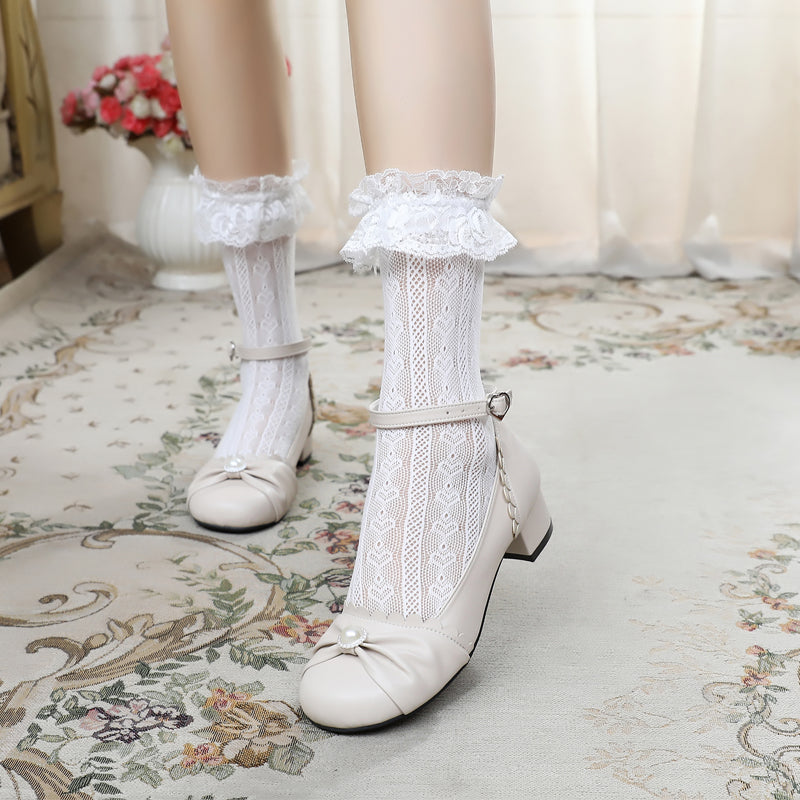 Sosic - Shell Dew - Sweet Lolita Bow Round Toe Shoes