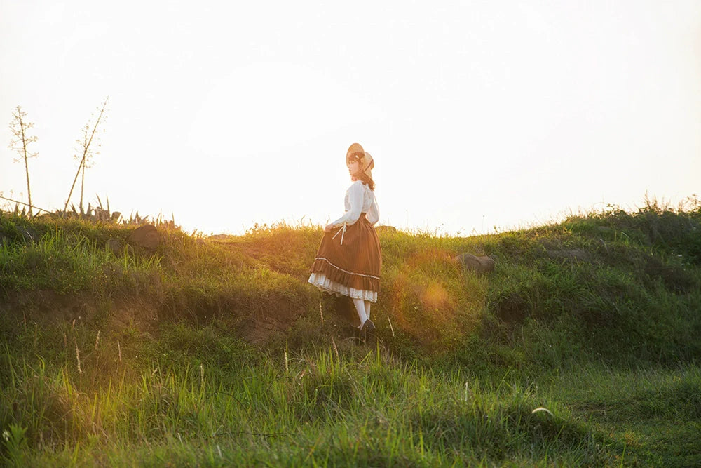 Miss Point - Rose Doll - Elegant Lolita Striped Fishbone Skirt